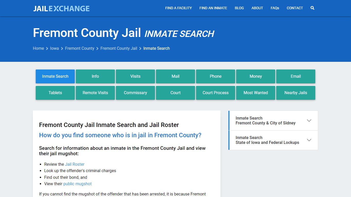 Inmate Search: Roster & Mugshots - Fremont County Jail, IA
